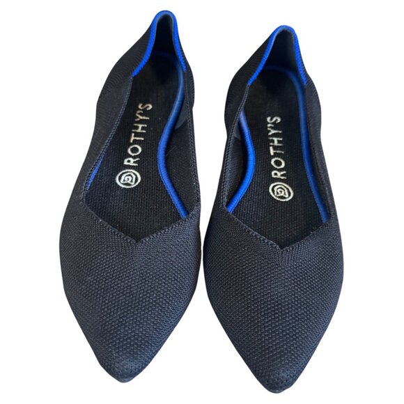 Rothy’s The Point Women's  Size 8 Comfort Flat Shoes Black Slip On Washable - Picture 1 of 6